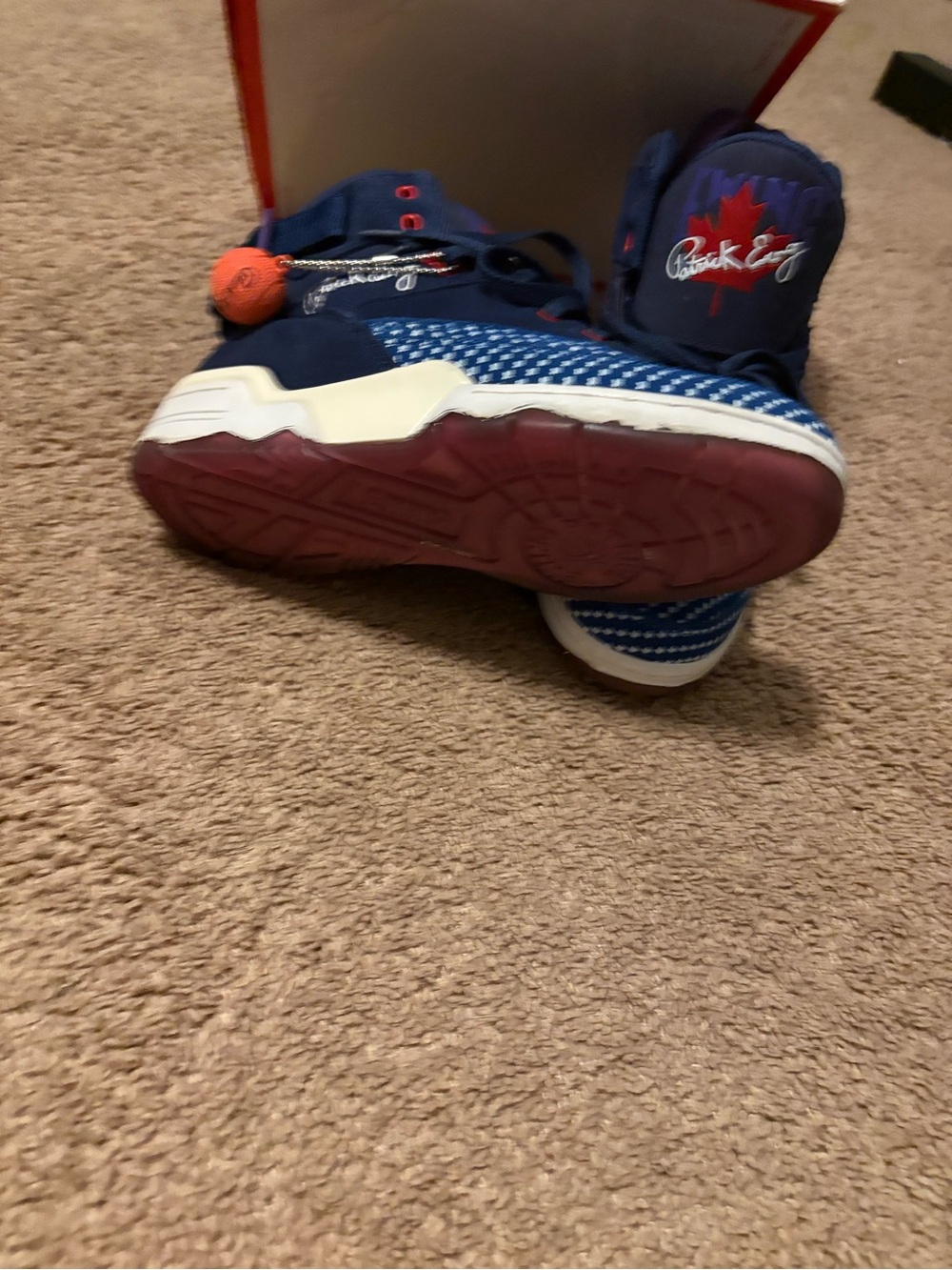 Patrick Ewing Men's Navy and Purple High-Top Athletic Sneakers - Picture 8 of 8